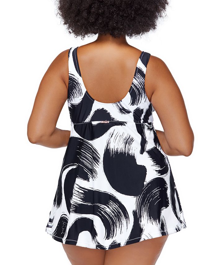 Raisins Curve Trendy Plus Size Lucia Printed Twist-Front Swimdress - Macy's