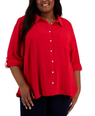 Macy's red plus size tops online