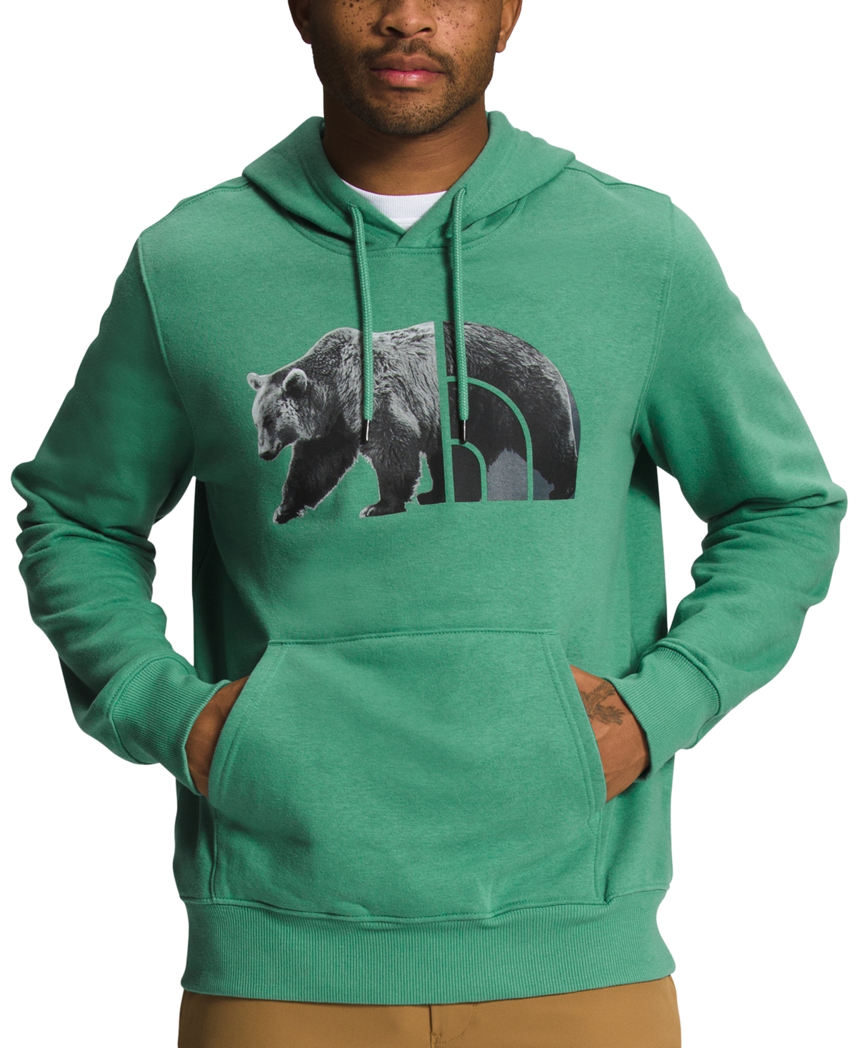 The North Face Men s Bear Pullover Hoodie In Deep Grass Green tnf Black ModeSens