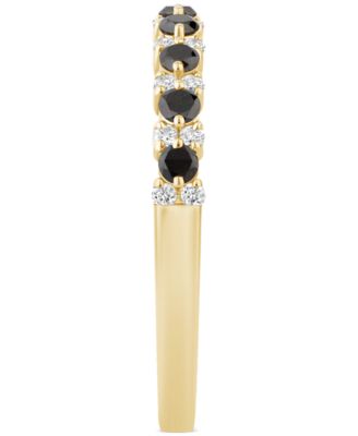 Black Diamond (1/4 ct. t.w.) & White Diamond (1/8 ct. t.w.) Stack Band in 14k Gold