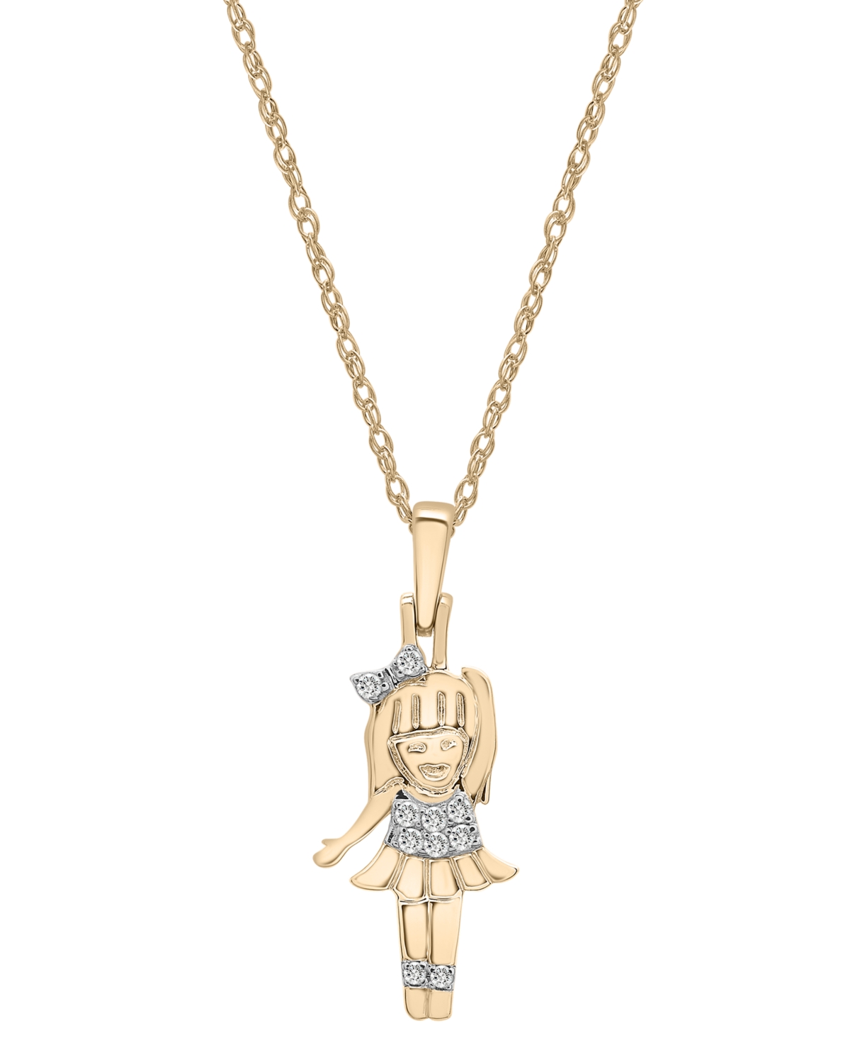 Diamond Ballerina Girl Pendant Necklace (1/20 ct. tw) in 10k Gold, 18" + 2" extender, Created for Macy's - Yellow Gold