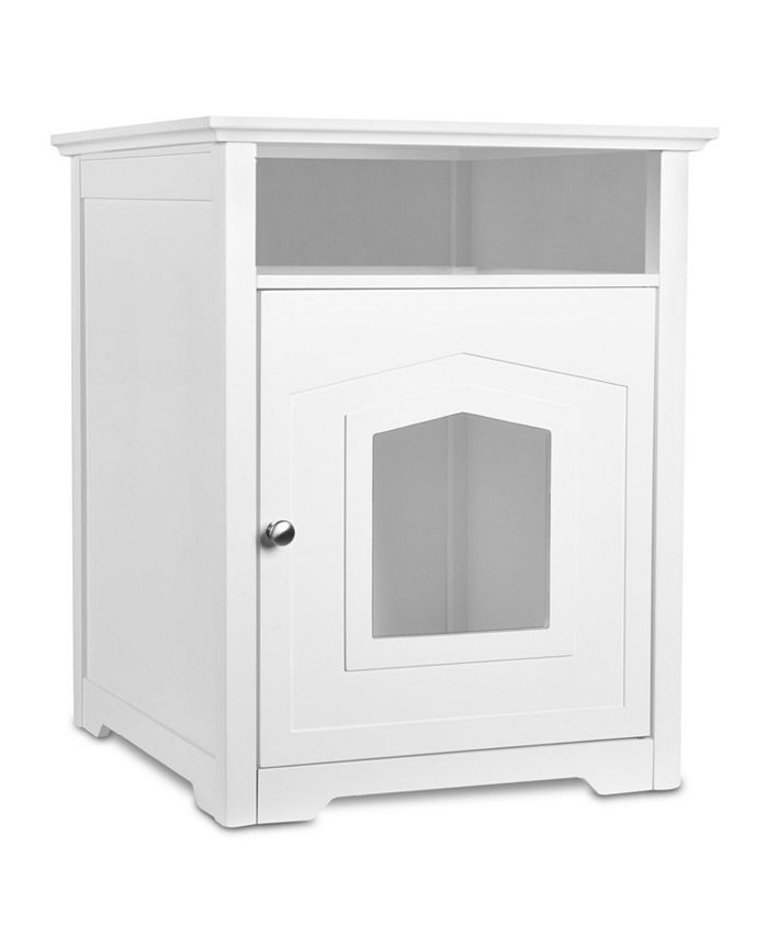 Arf Pets Cat Litter Box Enclosure, Cat Furniture Box House with Table