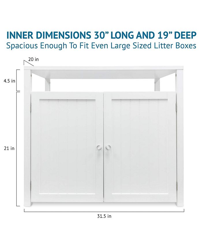 Arf Pets Cat Litter Box Enclosure, Cat Furniture Box House with Table