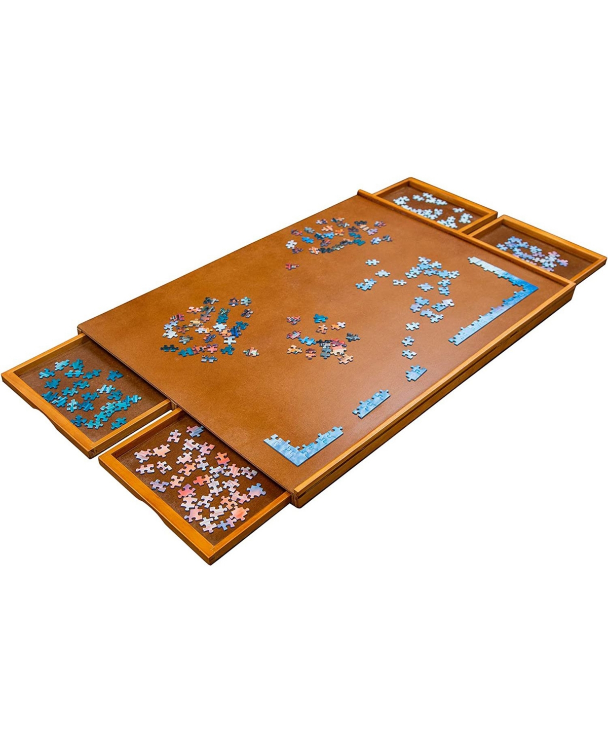 Jumbl 1000 Piece Puzzle Board, 23”x31” Wooden Jigsaw Puzzle Table - Brown