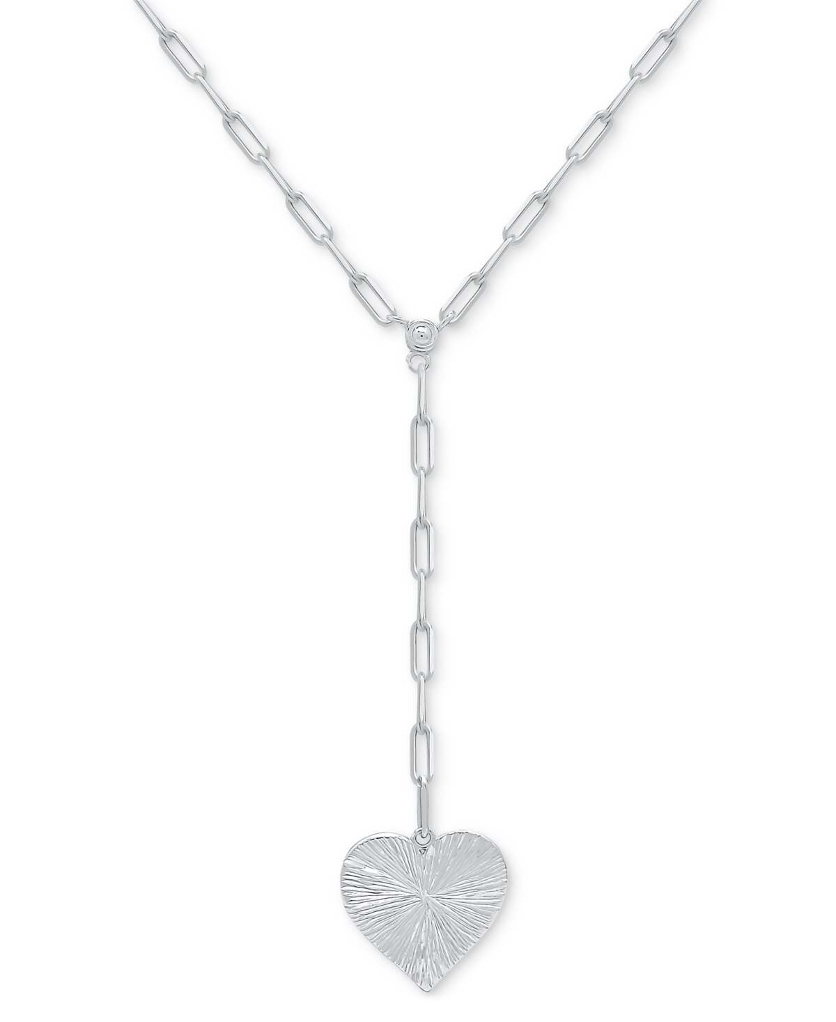 Giani Bernini Radiant Heart Lariat Necklace, 16" + 2" Extender, Created For Macy's In Sterling Silver
