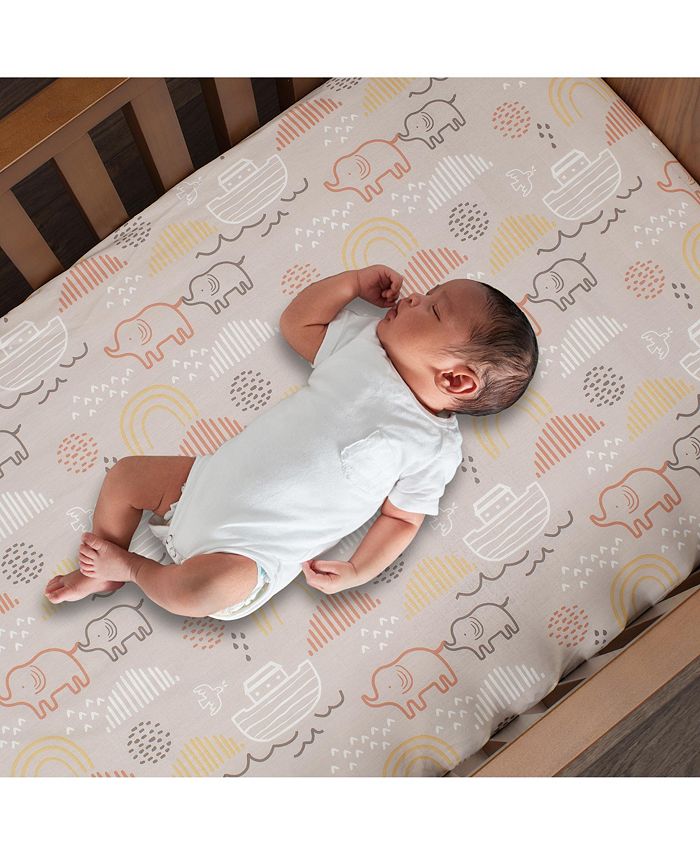 Lambs & Ivy Baby Noah Taupe Elephant/Ark/Rainbow 100 Cotton Fitted Crib Sheet Macy's