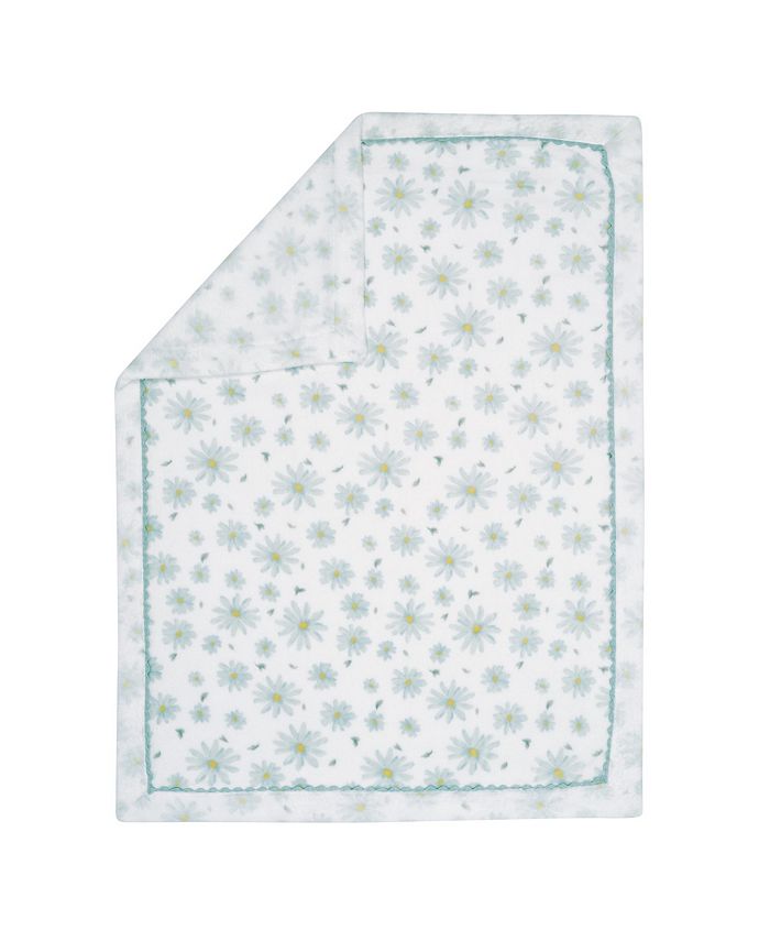 Lambs & Ivy Sweet Daisy White/Blue Floral Soft Luxury Fleece Baby