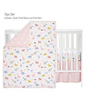 Snuggle Jungle Pastel Safari Cotton Jersey 3-Piece Crib Bedding Set