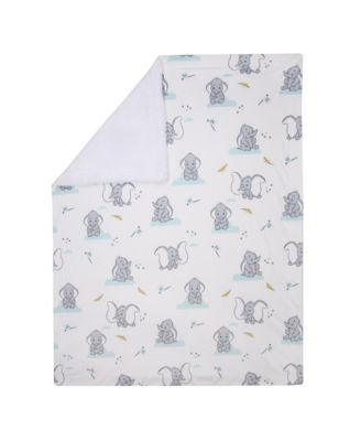 Baby Disney Dumbo Elephant White Minky/Fleece Faux Shearling Blanket