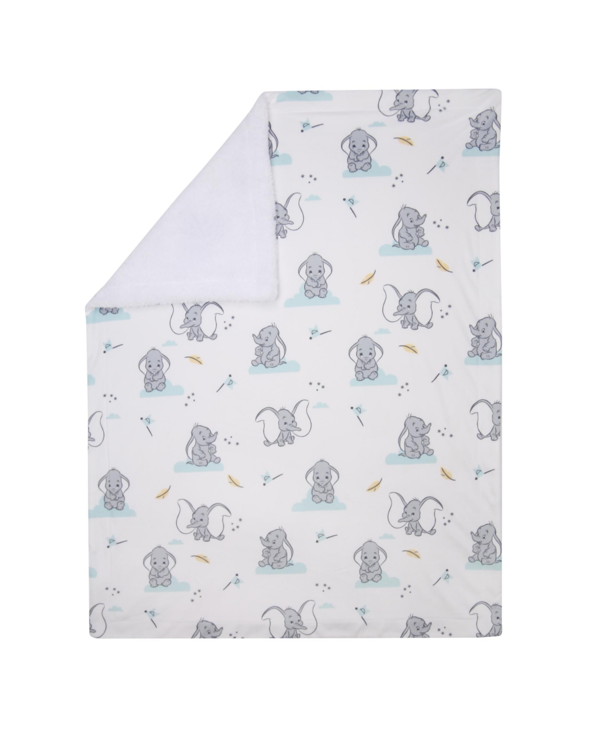 Lambs & Ivy Disney Baby Dumbo ElephantMinky/Fleece Sherpa Baby Blanket - White