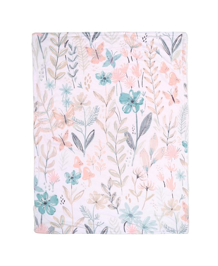 Lambs Ivy Baby Blooms Watercolor Floral Butterfly Soft Fleece
