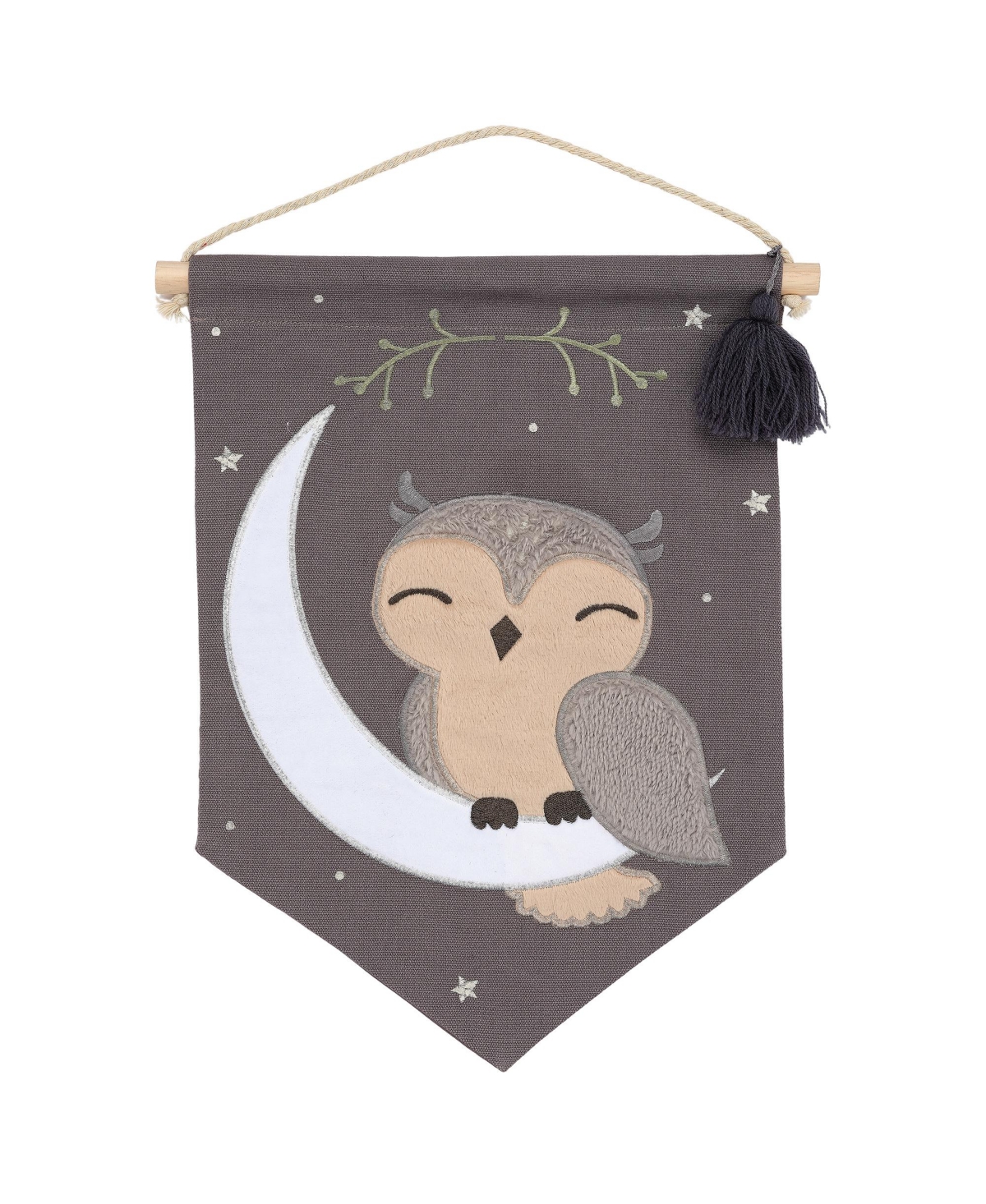 Lambs & Ivy Owl Canvas Banner Nursery Wall Art / Wall Hanging - Gray