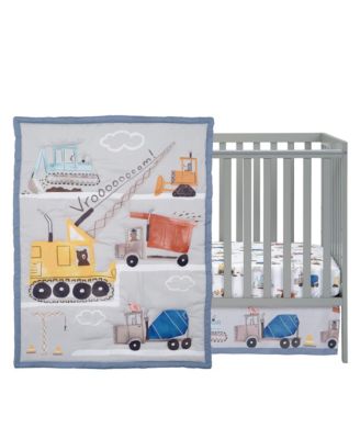 Construction Zone 3-Piece Trucks Nursery Baby Crib Bedding Set