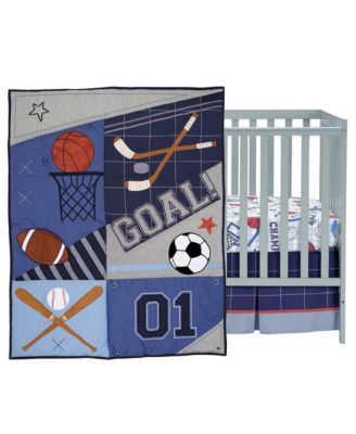 Baby Sports 3-Piece Football/Basketball Baby Crib Bedding Set