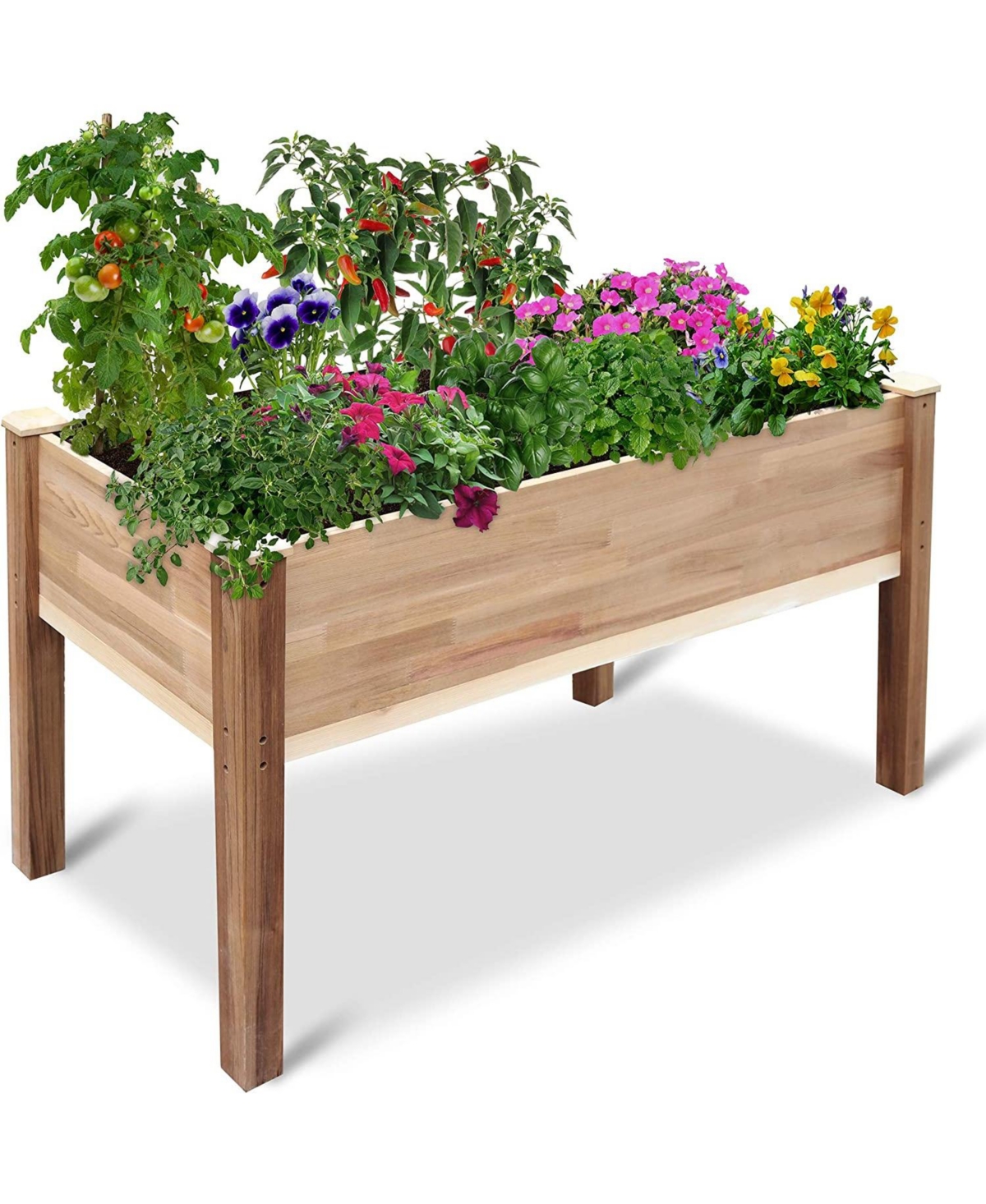 Raised Garden Bed Elevated Herb Planter for Growing Fresh Flower - Brown