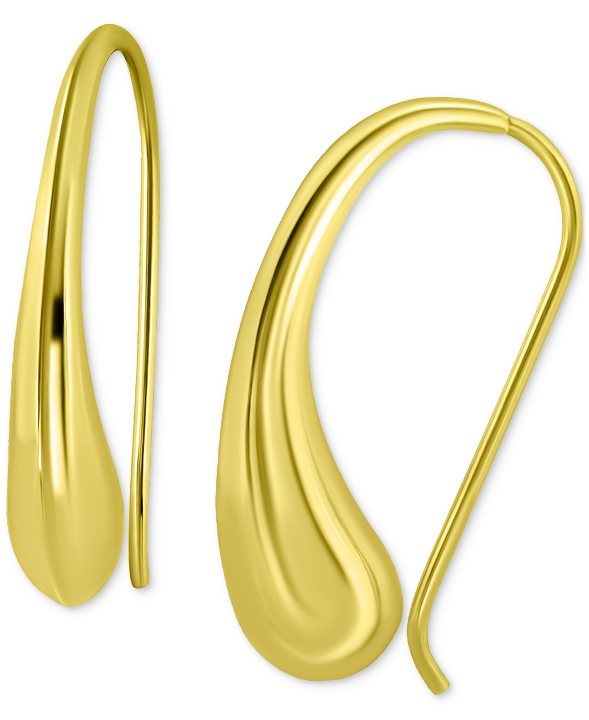 Giani Bernini Polished Polished Teardrop Threader Earrings, Created For Macy's In Gold Over Silver