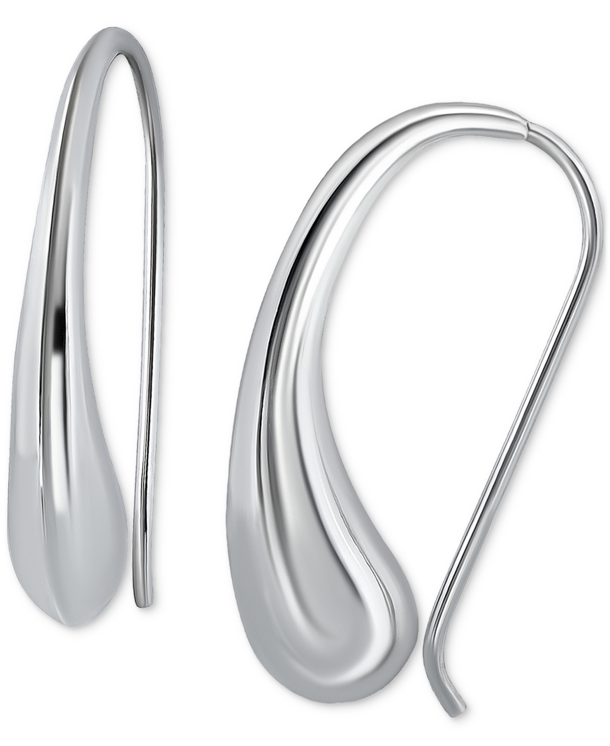 Giani Bernini Polished Polished Teardrop Threader Earrings, Created For Macy's In Sterling Silver