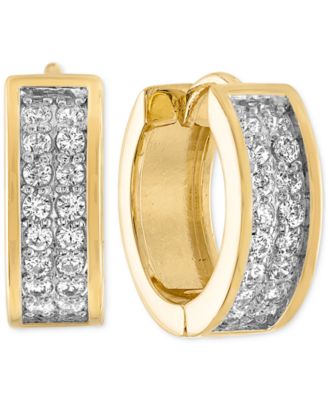 Cubic Zirconia Small Huggie Hoop Earrings, 1/2"