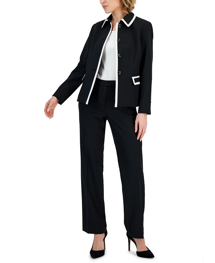 Le Suit Crepe Button-Up Pantsuit, Regular & Petite Sizes - Macy's