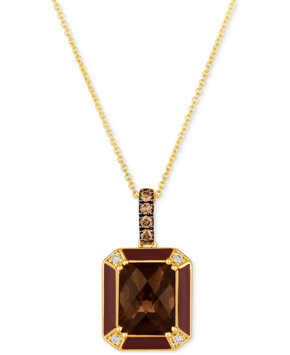 Chocolate Quartz (2-3/4 ct. t.w.), Chocolate Diamonds (1/10 ct. t.w.) & Nude Diamonds (1/20 ct. t.w.) Adjustable Pendant Necklace in 14k Gold,