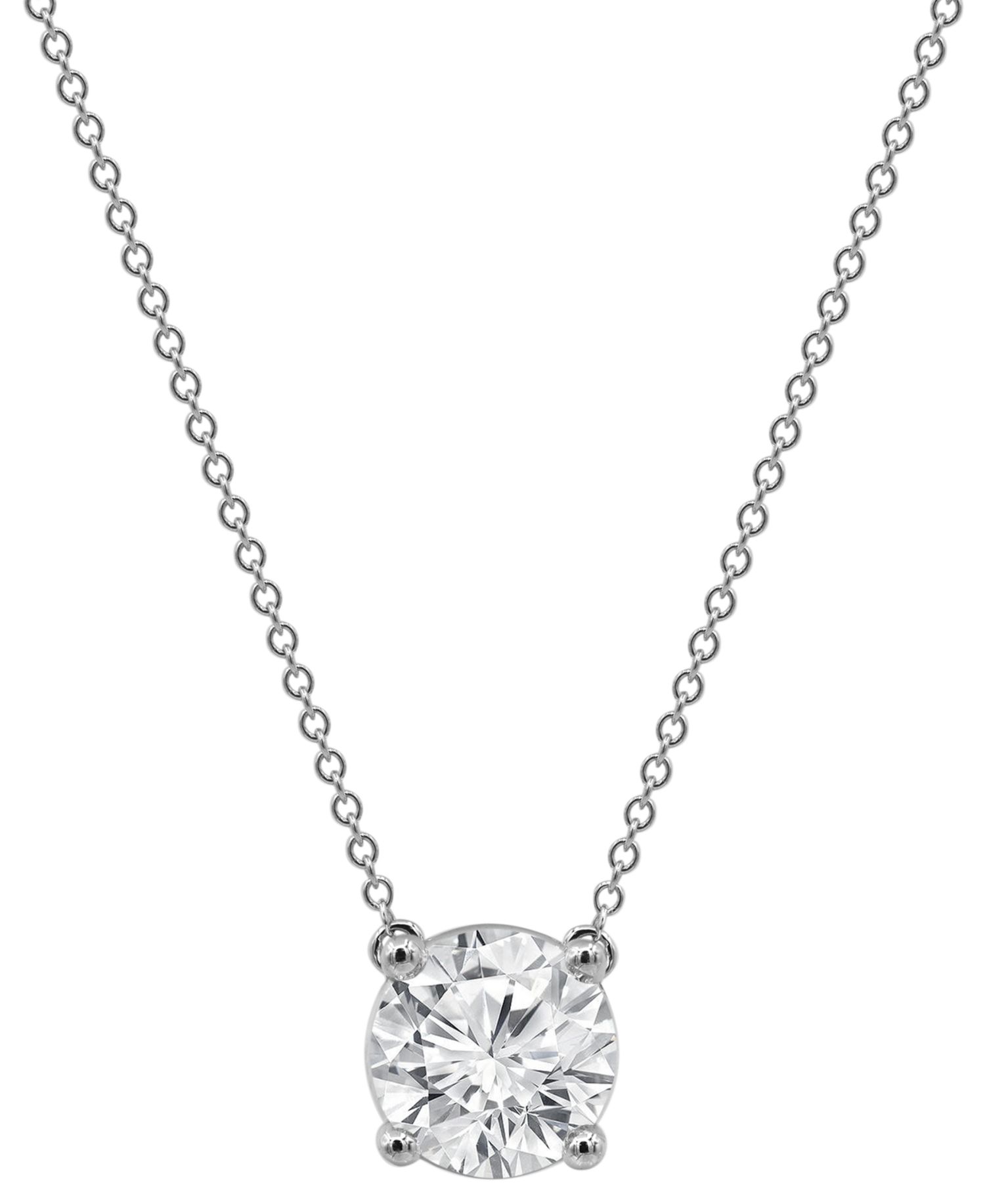 Certified Lab Grown Diamond Solitaire 18" Pendant Necklace (3 ct. t.w.) in 14k Gold