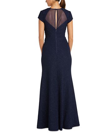 Nightway Women's Scallop Romance Gown – Glitter Lace Halter Evening Dress, Floor Length, Spruce Color, Size 8P