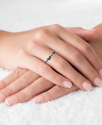 Black Spinel Butterfly Band (3/4 ct. t.w.) in Sterling Silver