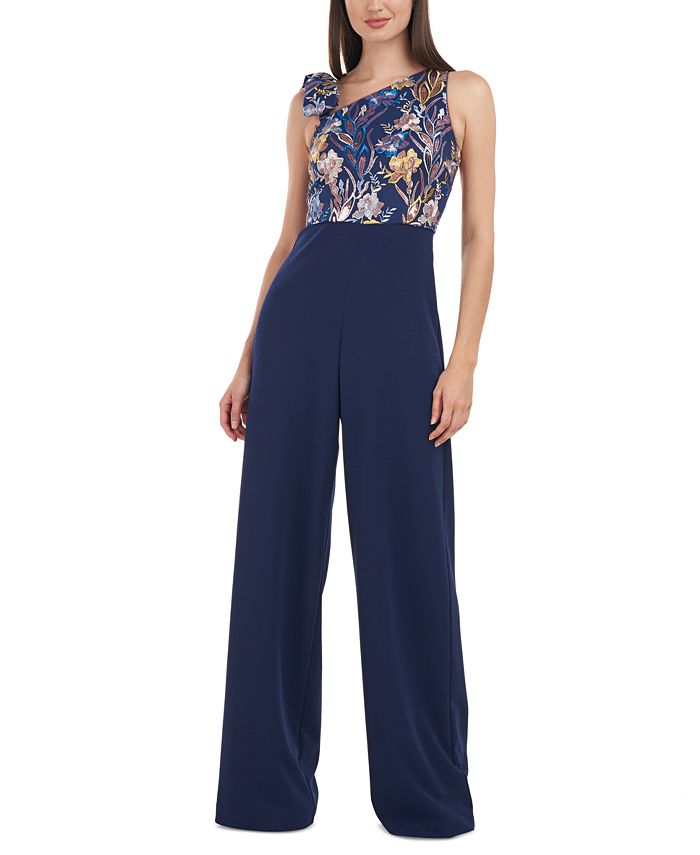 JS Collections Women's Floral Embroidered Palazzo Jumpsuit - Macy's