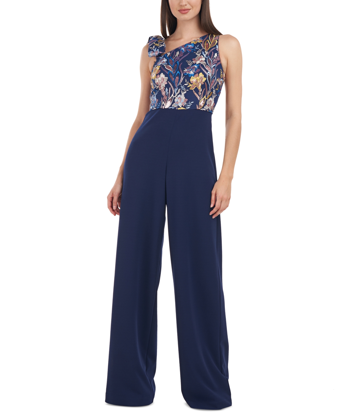 Js Collections Women's Floral Embroidered Palazzo Jumpsuit
