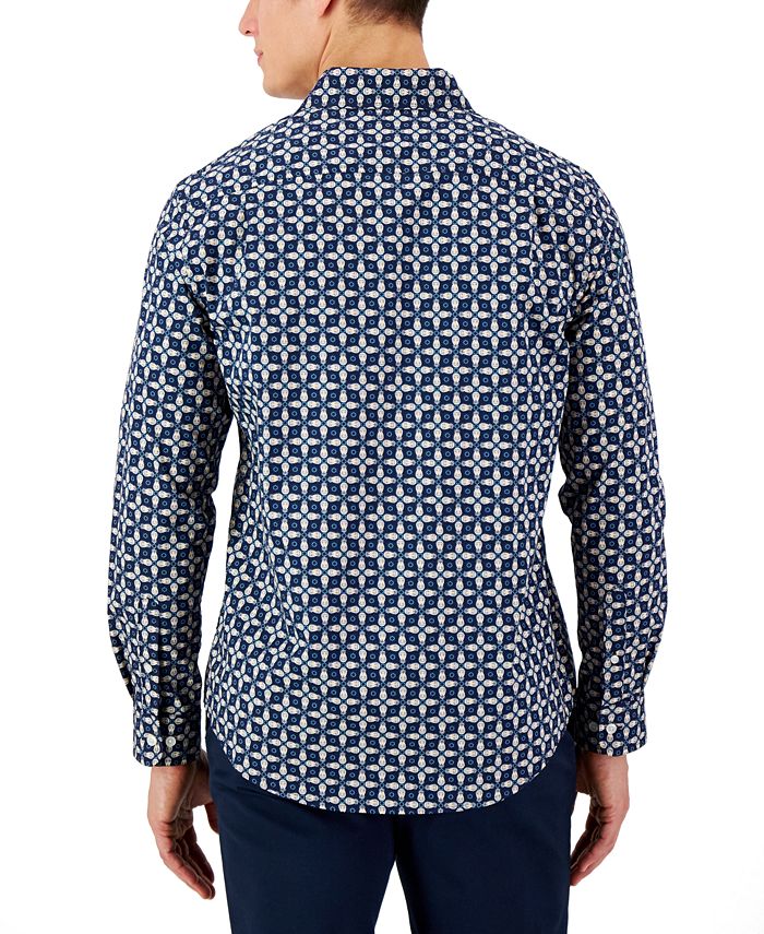 Club Room Men's Long-Sleeve Pineapple Refined Woven Shirt, Created for ...
