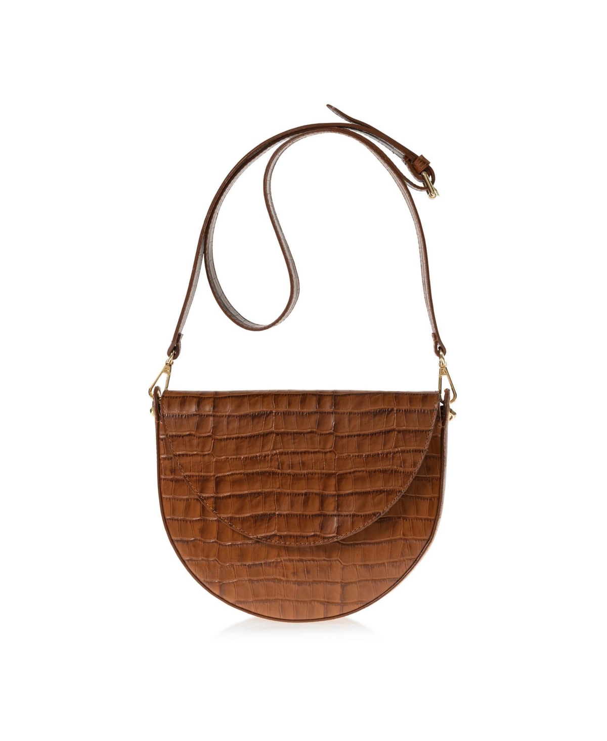Womens Leather Embossed Croco Forget me not Bag (Saddle) - Saddle Croc-Embossed