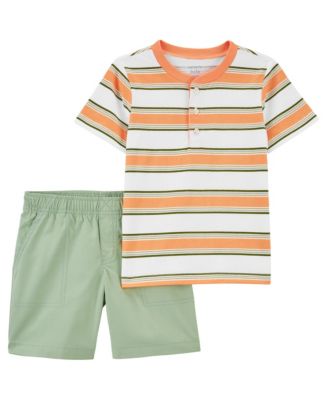Carter's Baby Boys Striped Henley and Shorts, 2 Piece Set - Macy's