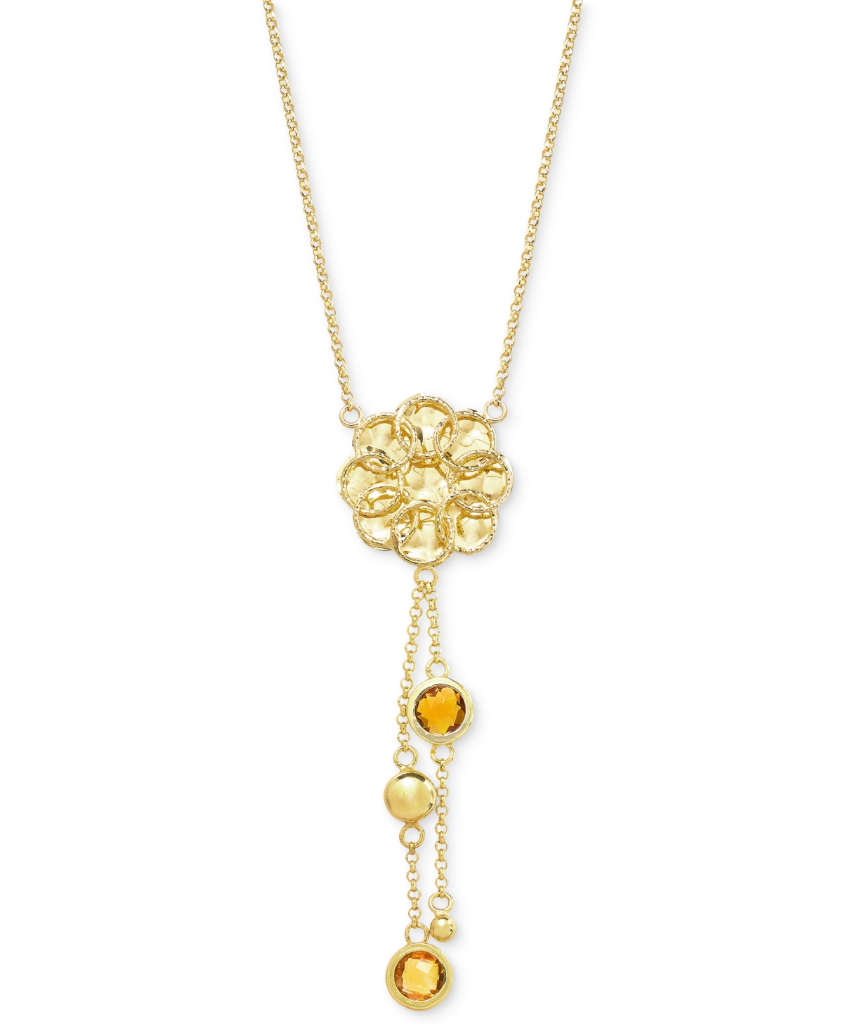 Macy's Swiss Blue Topaz Flower 18" Lariat Necklace (2 ct. t.w.) in 14k Gold-Plated Sterling Silver (Also in Citrine & Amethyst)