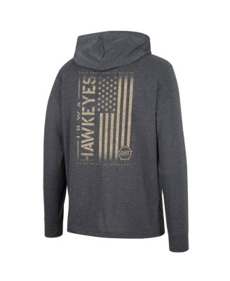 Men's Charcoal Iowa Hawkeyes Team OHT Military-Inspired Appreciation Hoodie Long Sleeve T-shirt