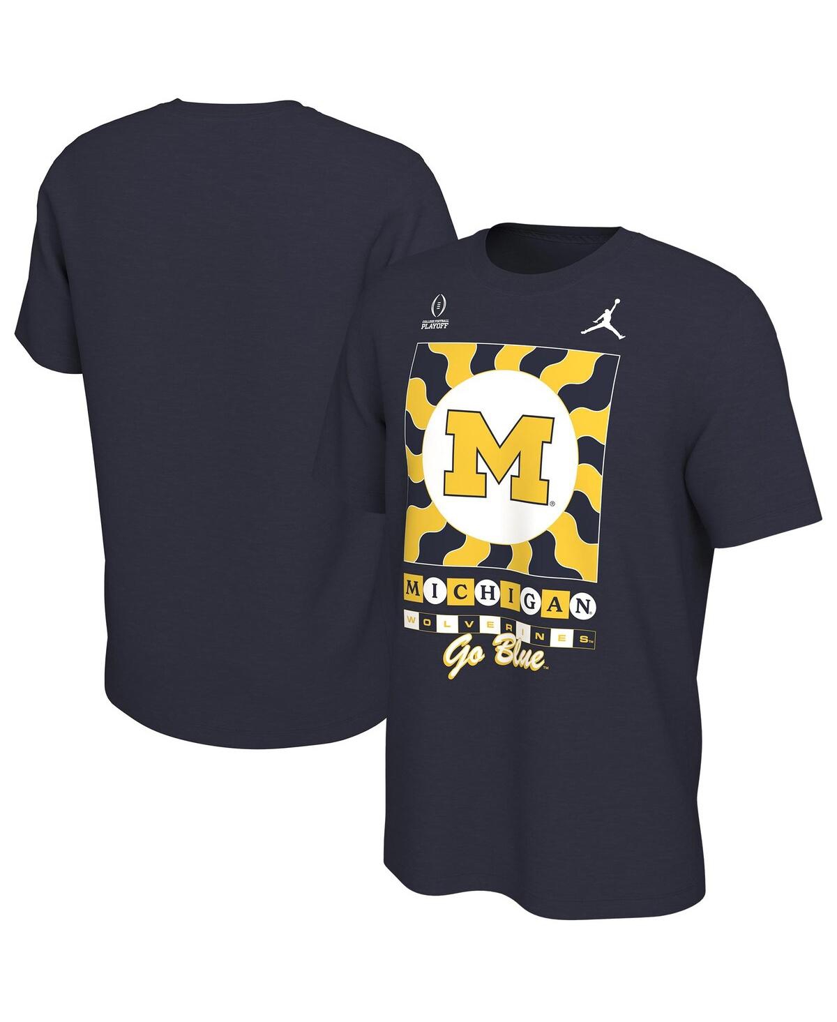Jordan Men's  Navy Michigan Wolverines College Football Playoff 2022 Fiesta Bowl Media Night T-shirt