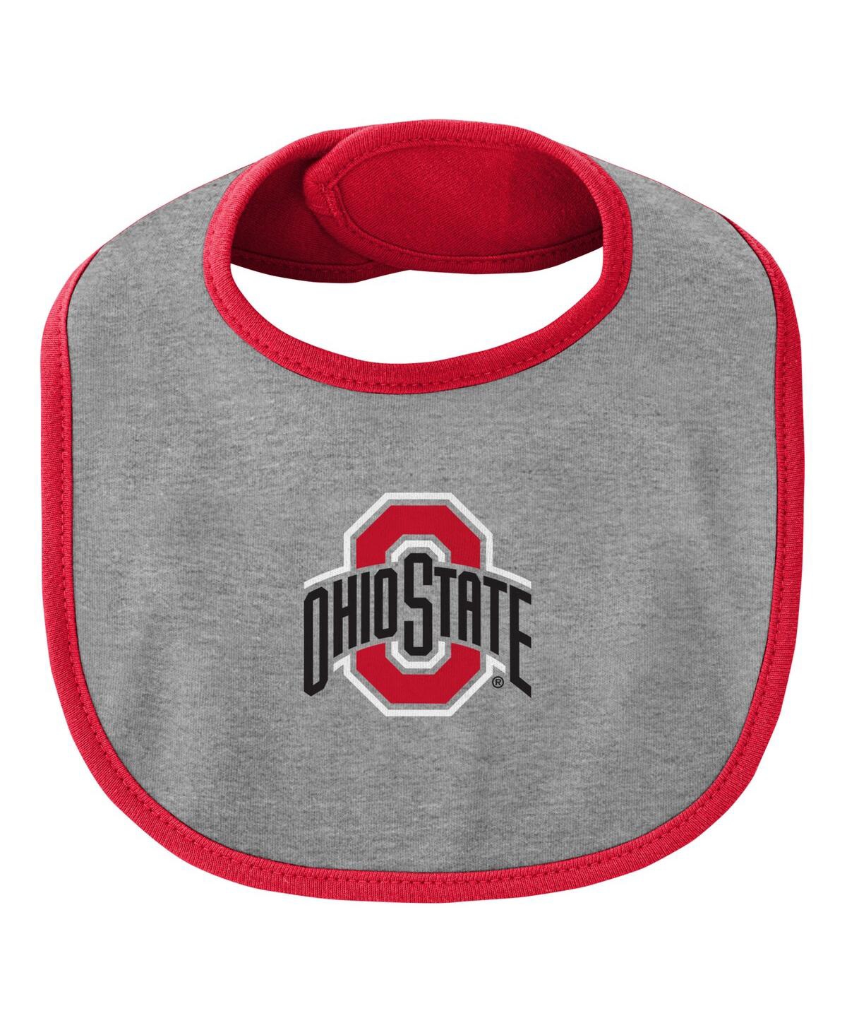 Shop Outerstuff Newborn And Infant Boys And Girls Scarlet, Heather Gray Ohio State Buckeyes Little Champ Bodysuit Bi In Scarlet,heather Gray