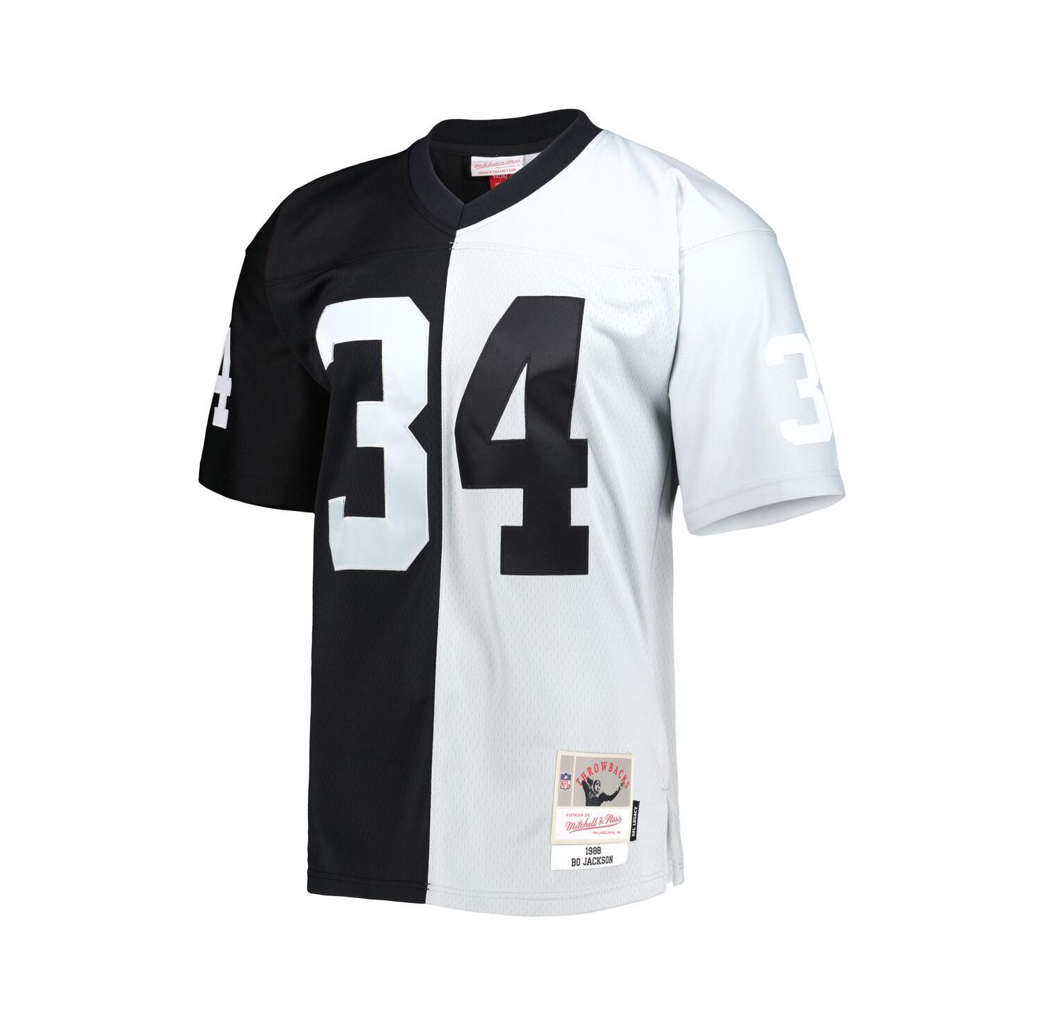 Men's Bo Jackson Black and Silver Las Vegas Raiders 1988 Split Legacy Replica Jersey