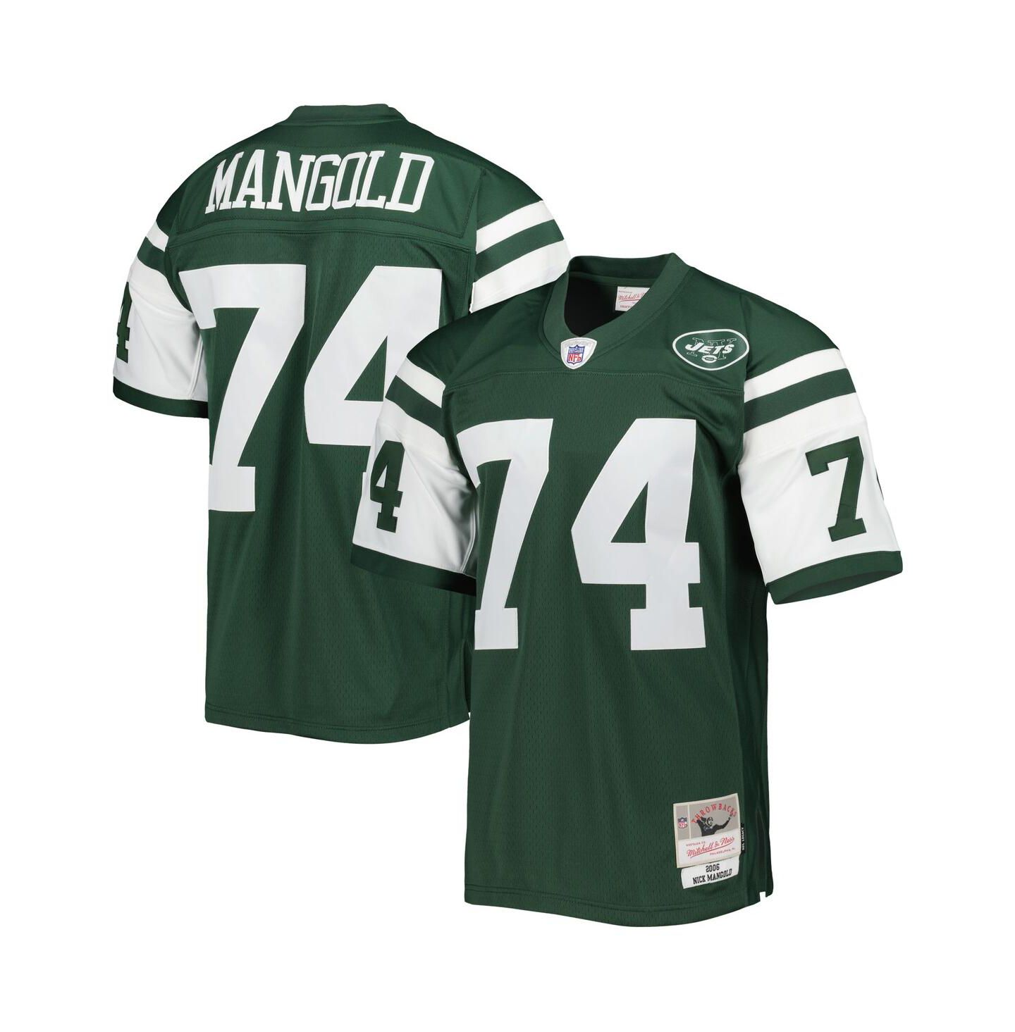 Мужской топ Mitchell & Ness Nick Mangold Green New York Jets 2006 Legacy Replica Jersey — фото 1