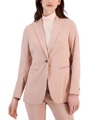 Anne Klein - Women's Printed Tech Stretch Single-Button Blazer