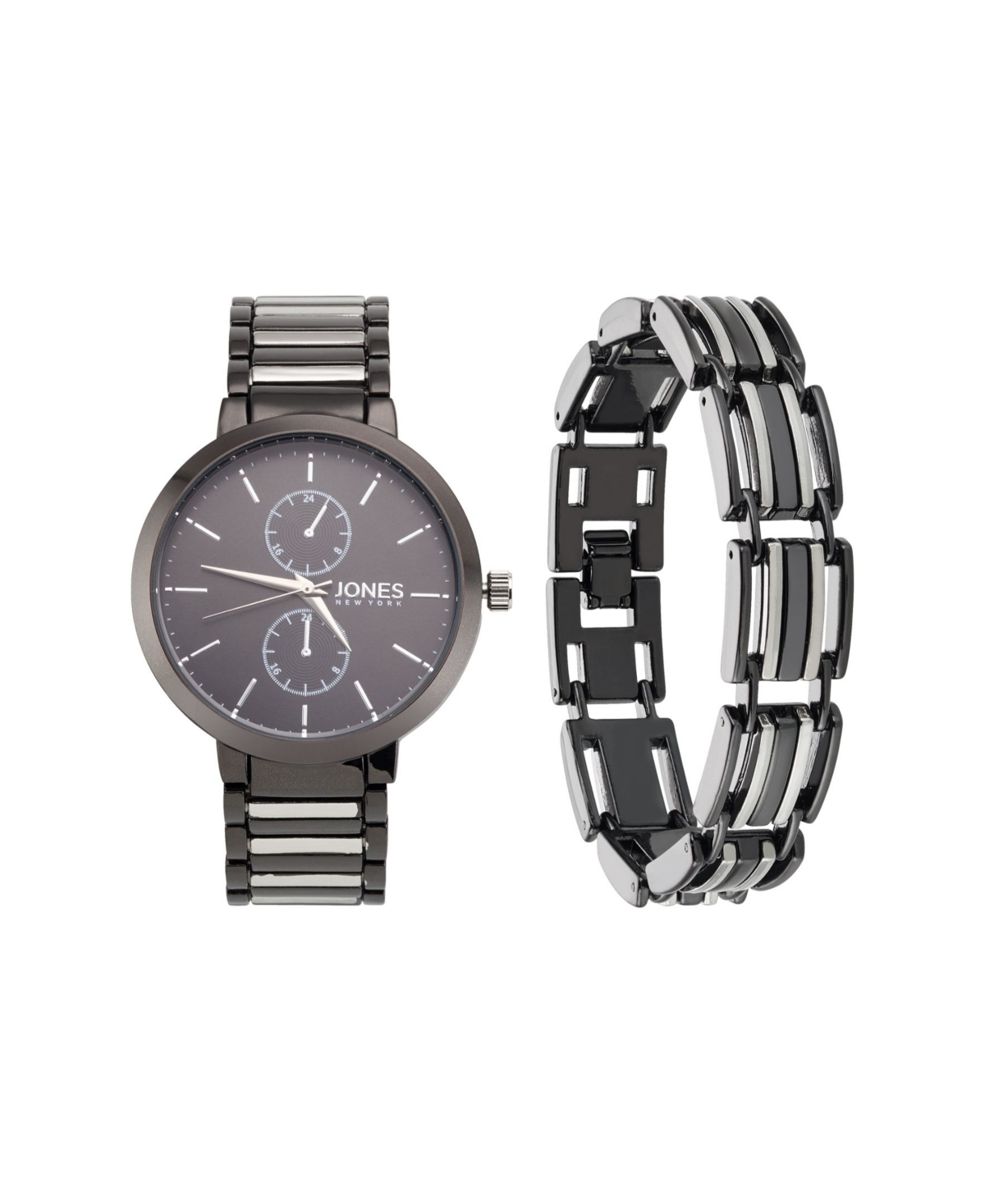 Men's Analog Two Tone Metal Alloy Bracelet Watch, 42mm and Bracelet Set - Green, Black