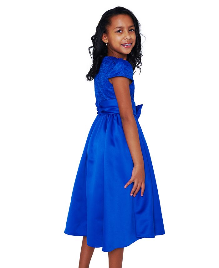 Rare Editions Big Girls Glitter Satin Cascade Dress Macy's