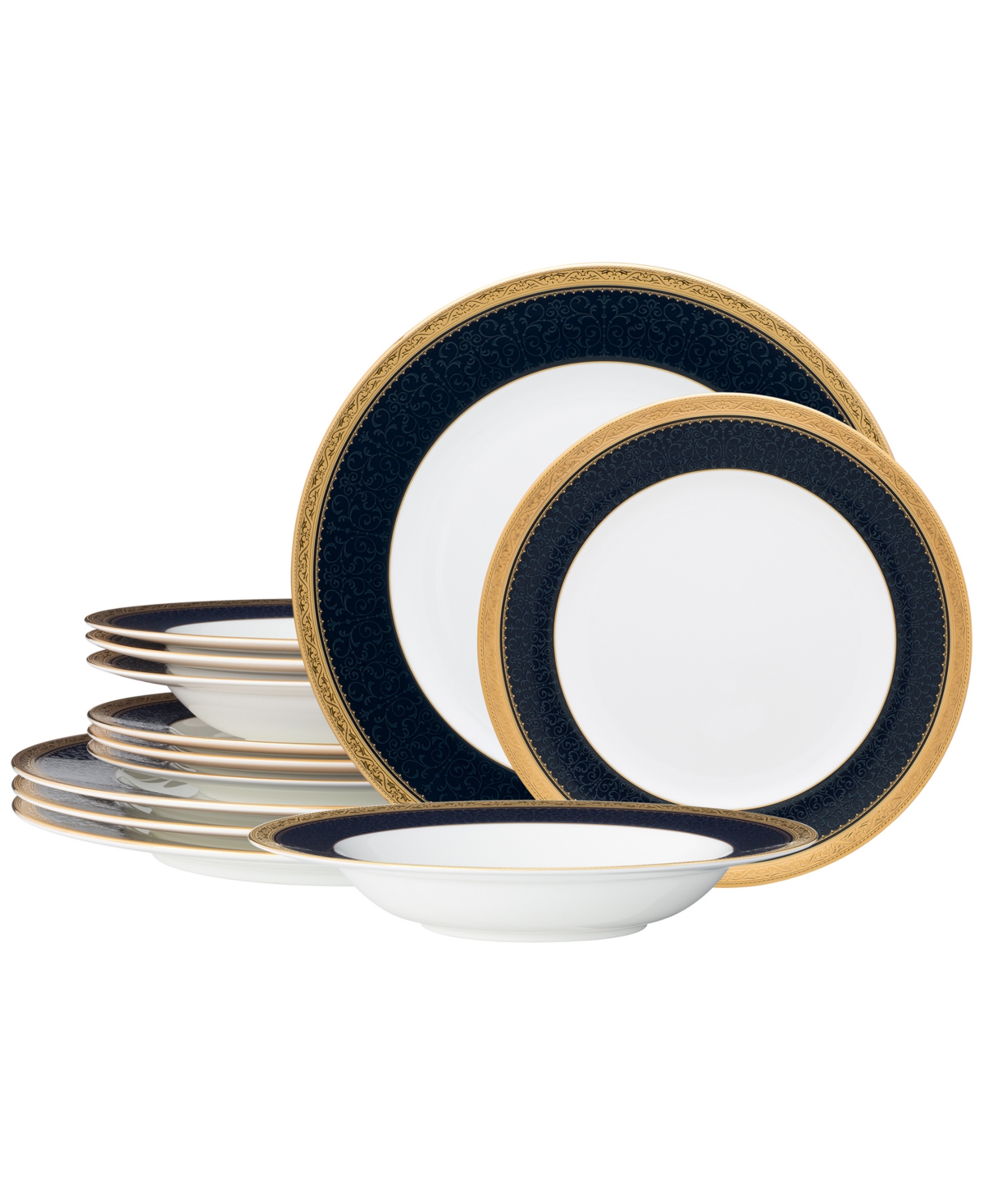 Noritake Odessa Cobalt 12 Piece Set, Service For 4 In Blue And Gold-tone