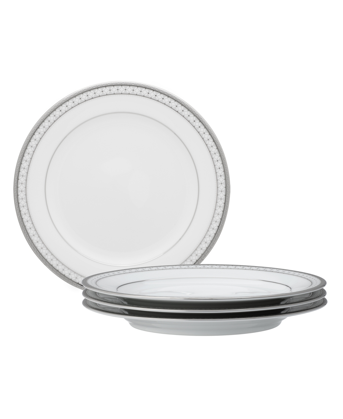 Noritake Rochester Platinum Set Of 4 Salad Plates, Service For 4 In White