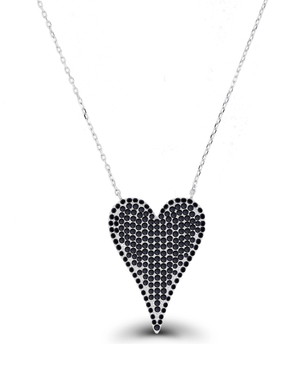 Macy's Cubic Zirconia Heart Necklace (2 3/8 Ct. T.w.) In Sterling Silver In Black
