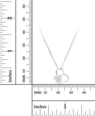 Cubic Zirconia Butterfly and Heart Necklace (1/20 ct. t.w.) in Sterling Silver