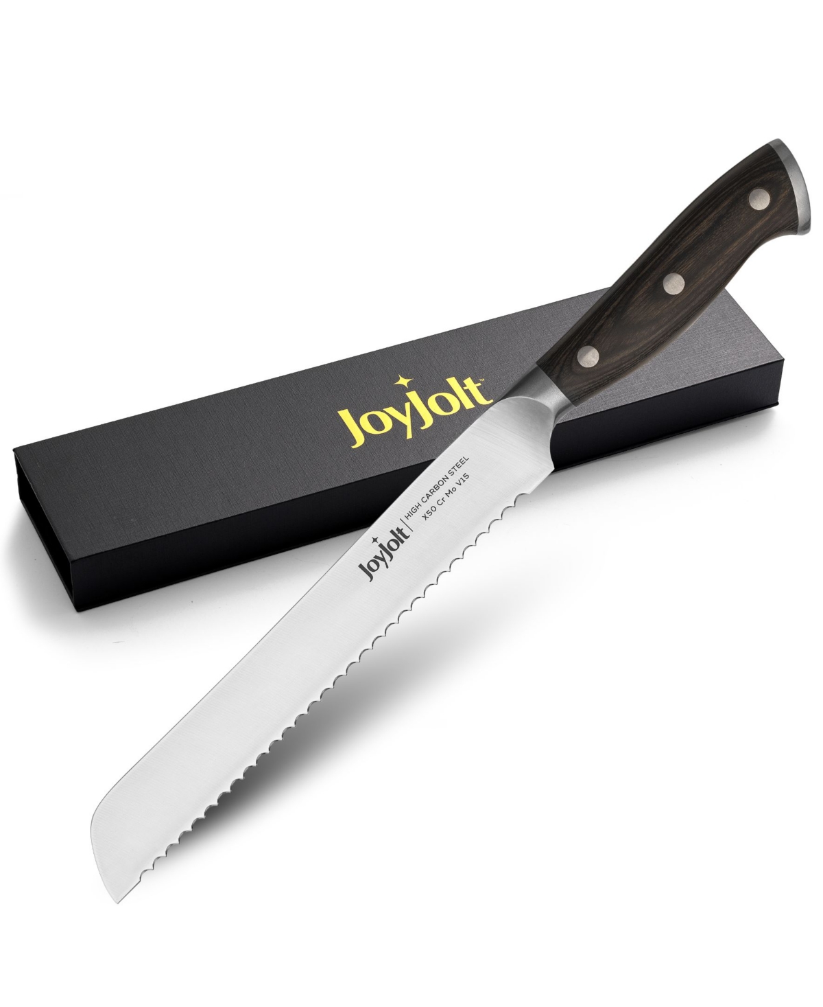 Joyjolt 8"  Bread Knife High Carbon Steel Kitchen Knife In Gray