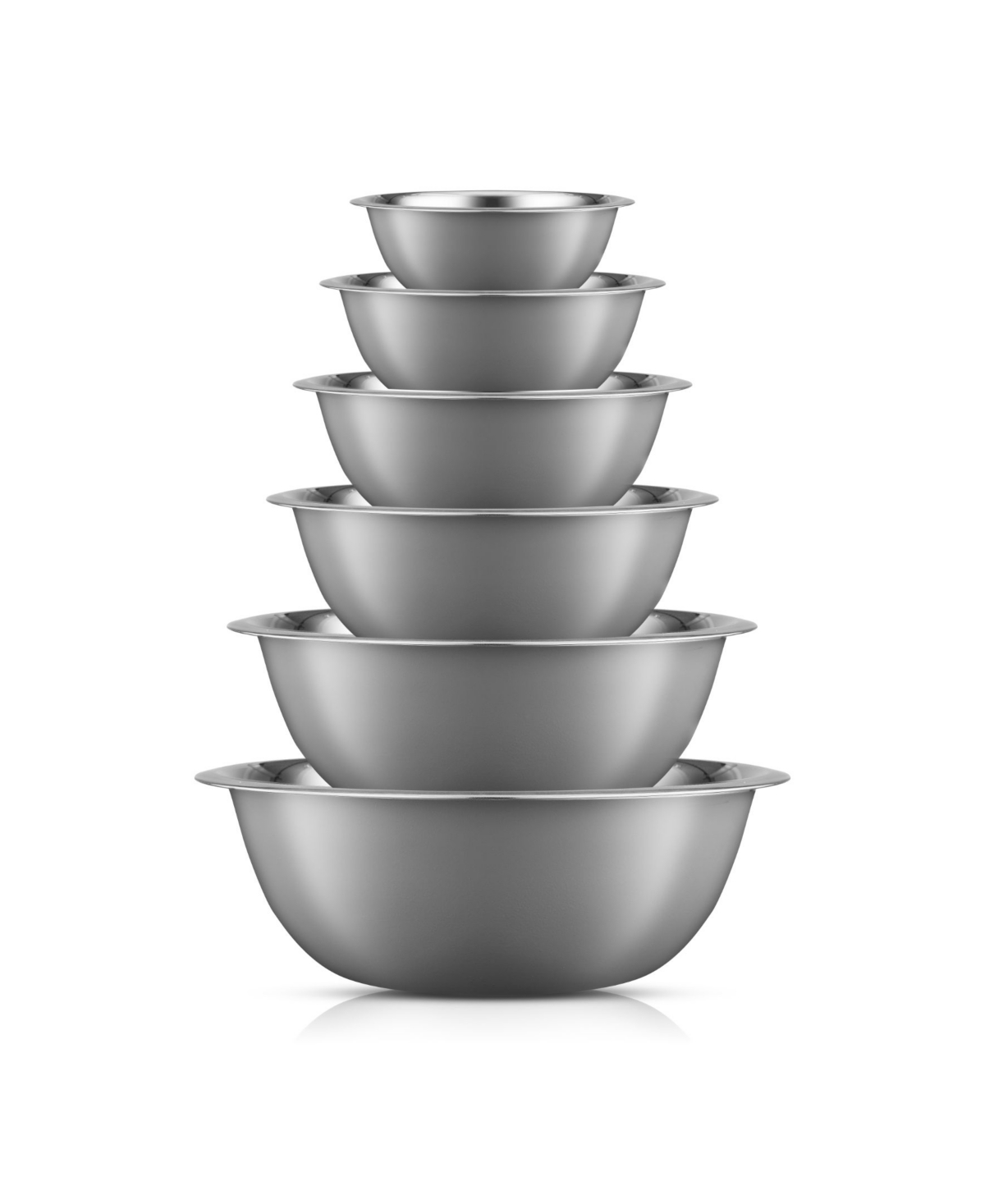 Shop Joyjolt Stainless Steel Mixing Bowl, Set Of 6 In Gray,silver