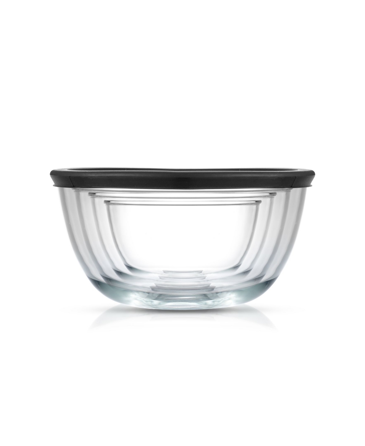 JoyJolt Joyful 4 Piece Glass Mixing Bowls with Lids Set - Black