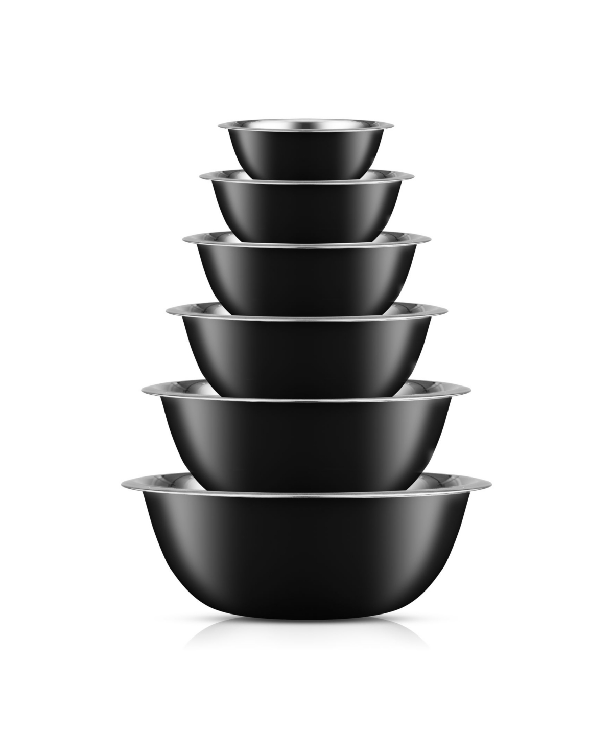 Shop Joyjolt Stainless Steel Mixing Bowl, Set Of 6 In Black,silver