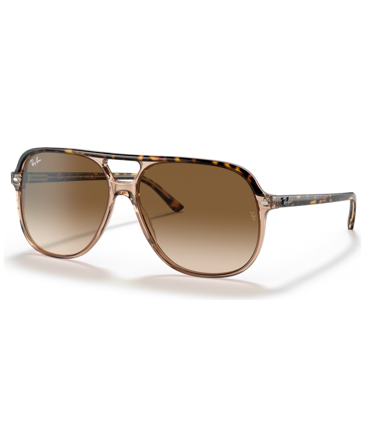 Ray Ban Clear Gradient Brown Aviator Unisex Sunglasses 0rb2198 129251 60 In Havana On Transparent Brown 2